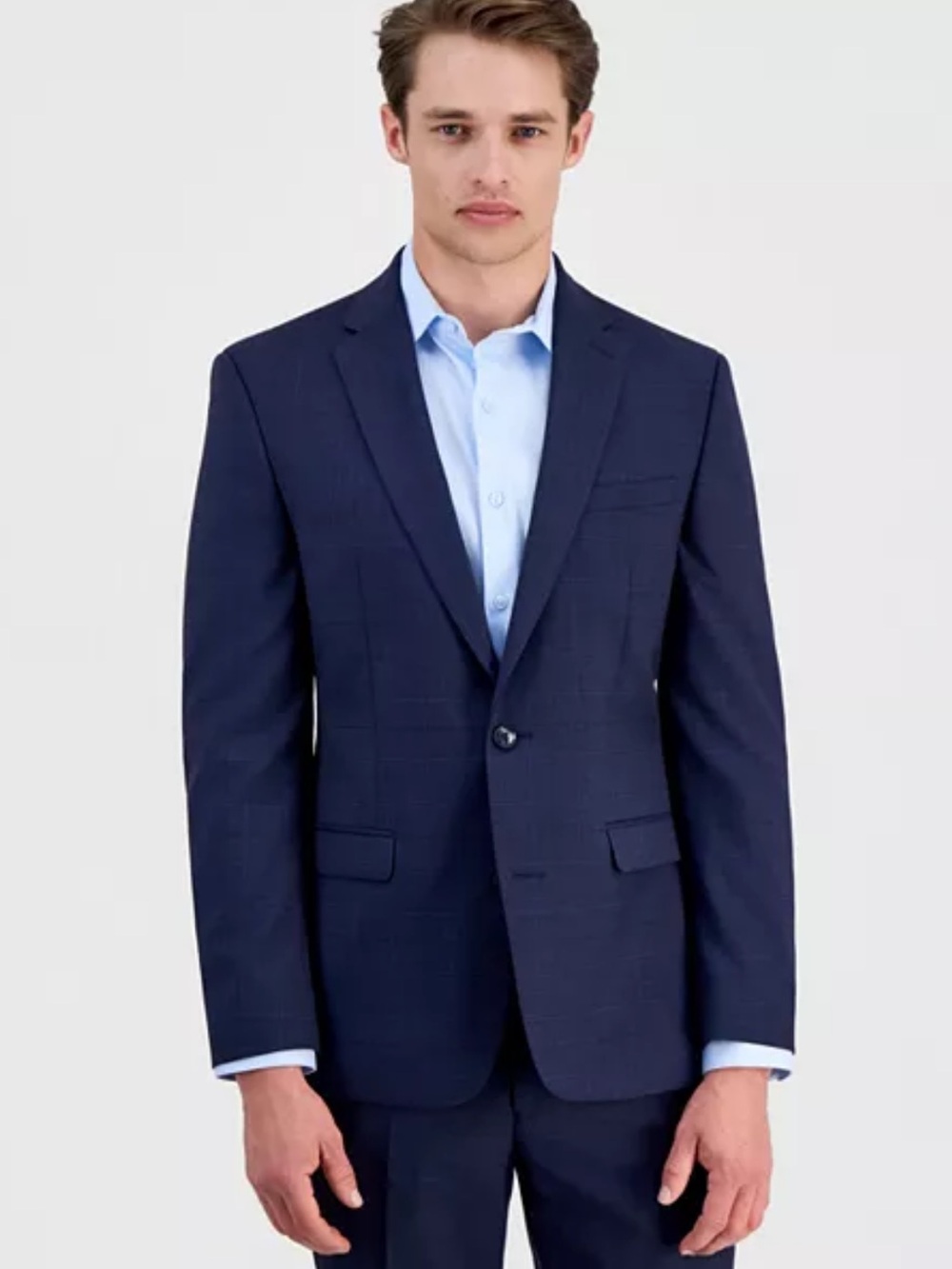 Bar III Slim Fit Blue Suit 40L Jacket 33x32 Pants Wool Blend